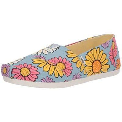 Image of TOMS Women&#039;s Alpargata Cloudbound Loafer Flat , Pastel Blue Daisies,5 UK