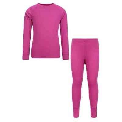 Image of Mountain Warehouse Talus Kids Base Layer Top Breathable &amp; Lightweight Moisture Wicking Baselayers, Boys Girls Autumn Winter, Outdoors, Travelling Hiking Bright Pink Size 9 10 Years