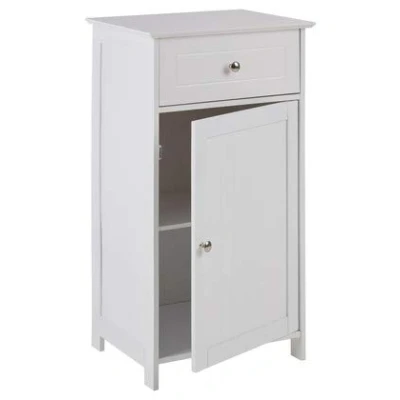 Image of Premier Housewares Storage Cabinet Bathroom Units Freestanding with Cabinets Floor Standing White Cupboard w43 x d34 h77cm