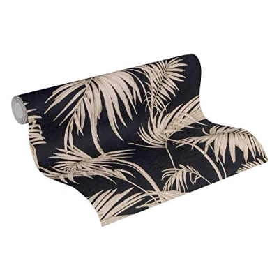 Image of Livingwalls Palm Wallpaper Metropolitan Stories Non Woven Lola Paris 10.05 m x 0.53 Pink Bronze Black Made in Germany 369191 36919 1