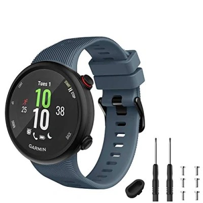 Image of GVFM Strap Compatible with Garmin Forerunner 45s, Sport Silicone Wristband Arm Band Replacement Bracelet for 45s (Slate)