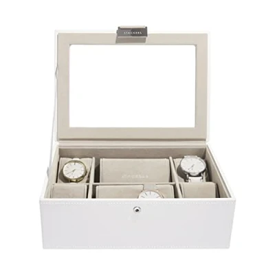 Image of Stackers Classic Watch Box Made of Faux Leather and Glass