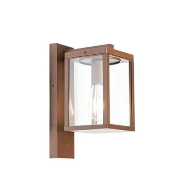 Image of Qazqa Industrial Outdoor Wall Lantern Rust Brown IP44 Charlois Garden Suitable for LED E27 1 Light Aluminium