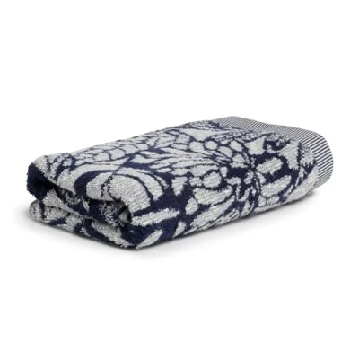 Image of Möve Brooklyn Botanic Hand Towel 50 x 100 cm 85% Cotton / 10% Viscose 5% Linen Natural/Deep Sea