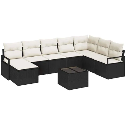 Image of vidaXL 8 Piece Garden Sofa Set with Cushions in Brown Poly Rattan