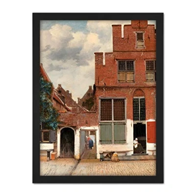 Image of Artery8 Vermeer View Of Houses In Delft The Little Street Artwork Framed Wall Art Print 18X24 Inch