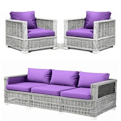 Image of Kosiproducts Replacement Rattan Cushion Seat Cushions Garden Patio Furniture [Purple, 5 Seats + Cushions] Furntiure Not Included