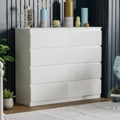 Image of Vida Designs 8 Drawer Chest for Clothes Closet Organizers and Storage Cabinet Hallway, Entryway (White, Matte)