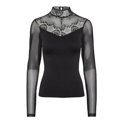 Image of PIECES Women&#039;s Pcnaya LS Top Longsleeve T Shirt, Black, Small/Medium