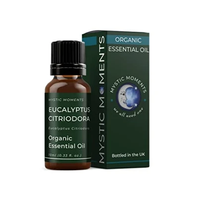 Image of Mystic Moments Organic Eucalyptus Citriodora Essential Oil 10ml Pure &amp; Natural for Diffusers, Aromatherapy Massage Blends Vegan GMO Free