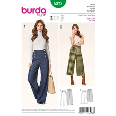 Image of burdastyle Burda B6573 Trouser Sewing Pattern, Paper, White, 19 x 13 1 cm