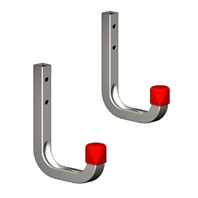 Image of SmartHome 2 x 80mm Storage Wall Hooks 45kg Galvanised Steel, Garages Sheds Ladders &amp; Tools