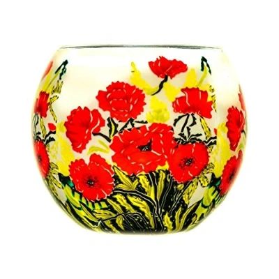 Image of Benaya Glass Nightlight Tealight Holder Classic Poppies