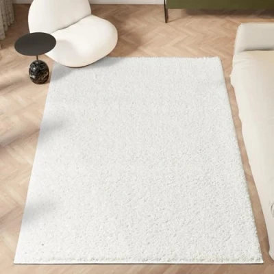 Image of homeart Area Rug Super Soft Shaggy Rugs For The Living Rooms, Bedrooms And Kitchen Modern, Easy To Clean Carpet 80x150 cm, White