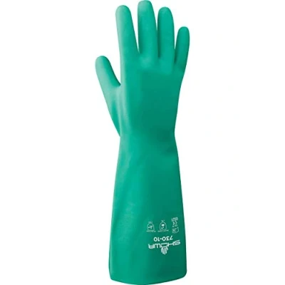 Image of SHOWA 730 Nitrile Cotton Flock lined Chemical Resistant Glove, Large (Pack of 12 Pairs)