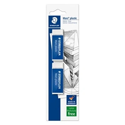 Image of STAEDTLER 52650BK2DA Mars Plastic Eraser (Pack of 2)
