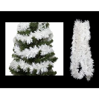 Image of Simply Products 4M Chunky/Fine Cut Christmas Tinsel Garland Decoration (White)