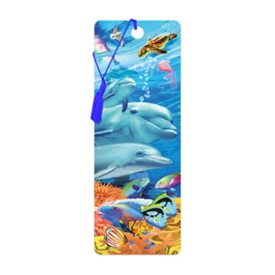 Image of 3D LiveLife Bookmark Dolphin Family from Deluxebase. A with lenticular Artwork Licensed Renowned Artist Michael Searle