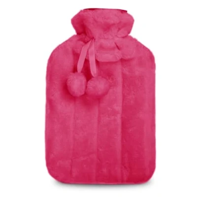 Image of KEPLIN Cosy Hot Water Bottle with Plush Cover &amp; Bobble Relieves Body Aches Pains, Washable Safe Durable Heating Pad Ideal Nights Gifts Large 2L (Plum)