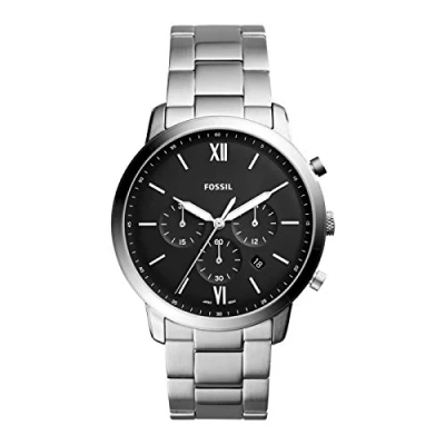 Image of Fossil Watch for Men Neutra, Quartz Chronograph Movement, 44 mm Silver Stainless Steel Case with a Strap, FS5384