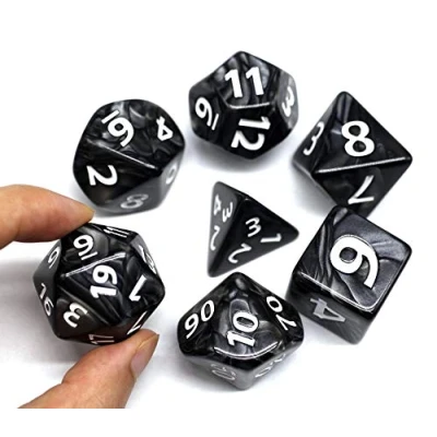 Image of Giant Dice DND Set 25mm RPG for Dungeons and Dragons D&amp;D Pathfinder MTG Role Playing Black Polyhedral Large