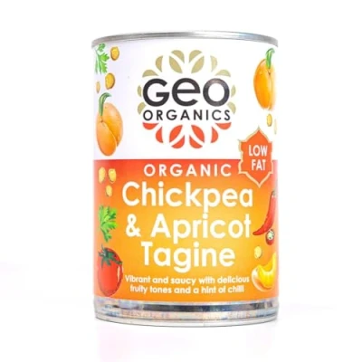 Image of Geo Organics Chickpea and Apricot Tagine 400g (Pack of 6) Ready Meal in 3 Minutes 100% Plant based Low Fat Gluten free Certified Organic Chickpeas Suitable For Everyone
