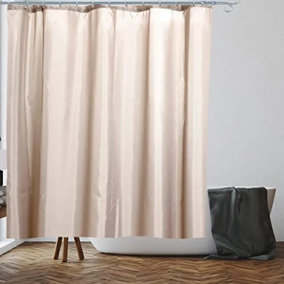 Image of VIROSA Brown Shower Curtain Anti Mould, Mildew Resistant Size 180x180 cm (71 x 71 Inch) Water Repellent Fabric 100% Polyester