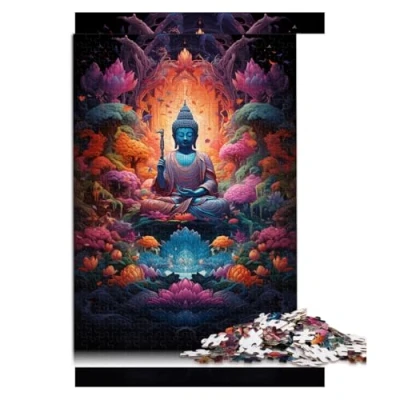 Image of 1000 Piece Jigsaw Puzzles for Adults,Buddha&#039;s Colorful Psychedelic Paper puzzle,for Adults Kids 12+,Family Activity。Size: 26X38cm