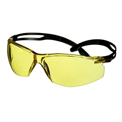 Image of 3M SecureFit 500 Safety Glasses, Black frame, Scotchgard Anti Fog/Anti Scratch Coating (K&amp;N), Amber lens, SF503SGAF BLK EU