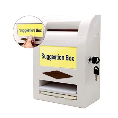 Image of mioni Suggestion Box, Donation Post Comment Lock and Pen for Wall or Countertop, 6 Replaceable Labels