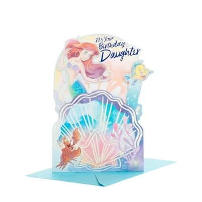 Image of Disney Birthday Card for Daughter Ariel &amp; Flounder Design
