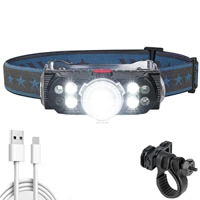 Image of LETOUR LED Head Torch, Torch Super Bright 2 in 1 Bike Lights 1000lm 7 Modes Headlight with Red Warning Light IPX5 Waterproof for Running, Jogging, Fishing, Camping, Cycling, Hiking, Work