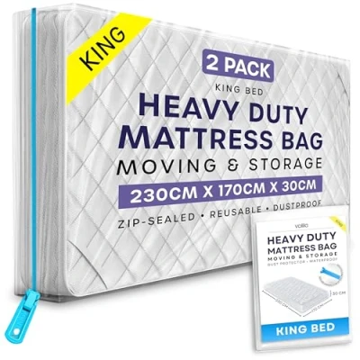 Image of volila Mattress Storage Bag with Zipper Waterproof Cover for Moving to Protect Beds from Stains, Dust, and Pest Damage Plastic (2 Pack King)