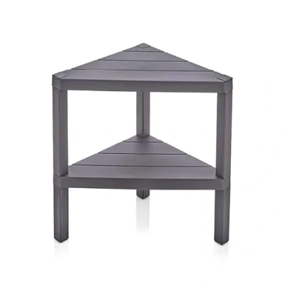 Image of DIVCHI 2 Tier Corner Shelf Triangle Space Saving Freestanding Shelving Unit Storage Shelves Display Rack Bookcase Kitchen Stand Living Room Organiser Bedroom Bookshelf (Grey)