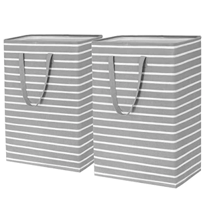 Image of Large Laundry Hamper Collapsible Baskets for Towels Bedding Dirty Clothes Washing Bin Toy Storage Organizing Blankets in Bedroom Bathroom, 75L 2 Pack, Grey