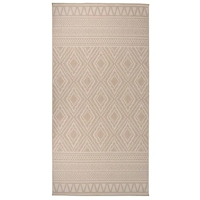 Image of vidaXL Outdoor Flatweave Rug Runner Brown Stripes, UV Resistant, Weather 100 x 200 cm, Polypropylene, Patio, Balcony, Indoor