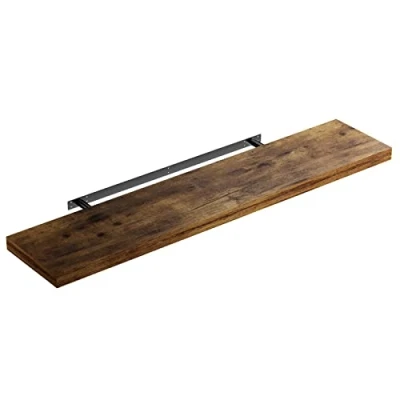 Image of CASARIA® 110cmx23cm Dark Oak Floating Shelf Including Bracket Wall Shelving Living Room Kitchen Bedroom Office 38mm Thick Hidden Fixing 15kg Capacity MDF