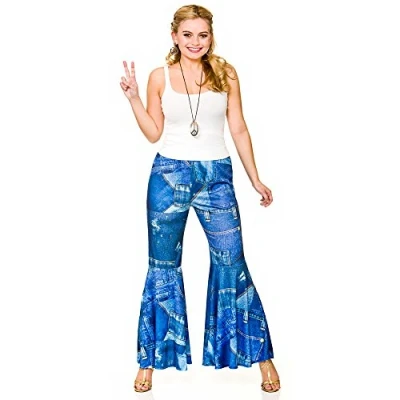 Image of Wicked Costumes Adult Female Funky Jeans Hippie Pants Fancy Dress (Women: 18 20) Blue, Denim