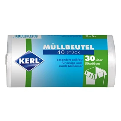 Image of KERL 4003450030258 Bin Liners 30 L 50 x 60 cm HDPE (HDPE) (40 Pieces)