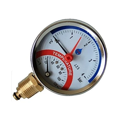 Image of 80mm 6 BAR Side Entry 120C Temperature Pressure Gauge 1/2&quot; BSP Thermomanometer