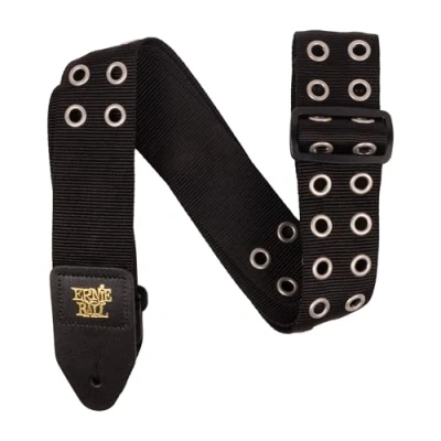 Image of Premium Guitar Strap/Bass Strap Hole Lotta Metal Silver