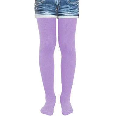 Image of Kids Fashion Girls Ribbed Semi Opaque Tights 40 Denier (13+ Years (158cm), Violet)