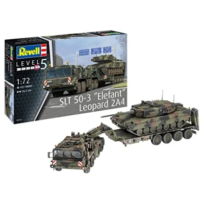 Image of Revell 03311 SLT 50 3 &quot;Elefant&quot; + Leopard 2A4 1:72 Scale Unbuilt/Unpainted Plastic Model Kit