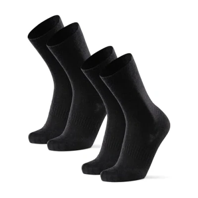 Image of DANISH ENDURANCE Merino Wool Hiking Liner Walking Socks, Blister Thermal, Breathable, for Men and Women 2 Pack, Black, 9 12