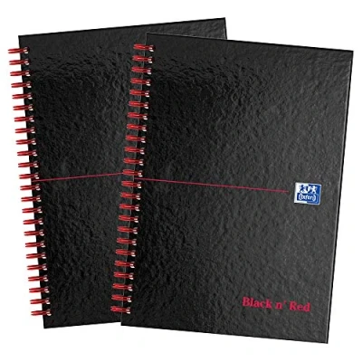 Image of Oxford Black n&#039; Red, A5 Notebook Hardcover, Wirebound, Lined, Pack of 2