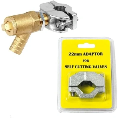 Image of Taps2Traps® 15mm Self Cutting Drain Off Cock with 22mm Adaptor Set