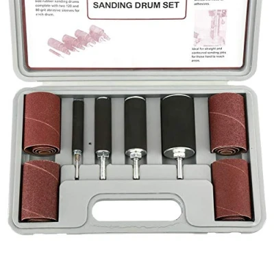 Image of ASHATA 20 Pieces Drum Sander Set with Case Including Rubber Coarse Sleeves Fine for Drill Press