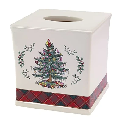 Image of Avanti Linens Spode Christmas Tree Tartan Collection, Resin, Multicolor, Tissue Cover
