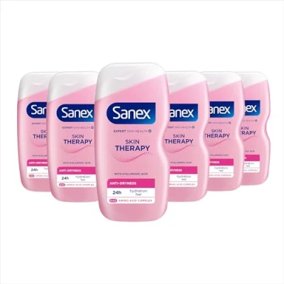 Image of Sanex Skin Therapy Anti Dryness Shower Cream 6 x 450 ml, Dry Body Wash, Relieves and Reduce Itchiness, Amino Acid Complex with Hyaluronic Acid, Supports Skin&#039;s Barrier, 0% Sulphates