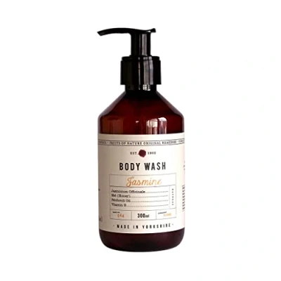Image of Fikkerts Fruits Of Nature Jasmine Soothing and Hydrating Body Wash (300ml/10.14floz) with Lively, Sweet Floral Tones, Vegan Plant Based